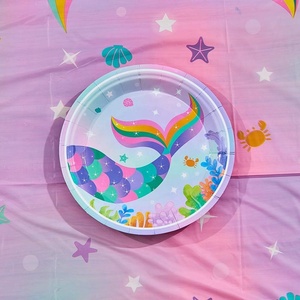 Platos y Vasos de Papel Personalizados, Juego de Artículos para Fiesta de Sirena para Cumpleaños de Niña - Product Image 4