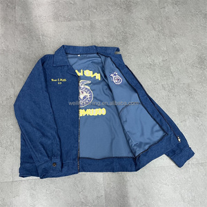 Blouson aviateur personnalisé pour hommes avec fermeture éclair Veste en velours côtelé avec col montant et logo brodé Chemise fine à motif de patchwork - Product Image 2