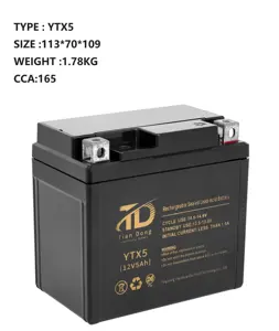 Pièces de moto YTX5 Offre Spéciale 12V batterie sèche prix usine batterie au plomb