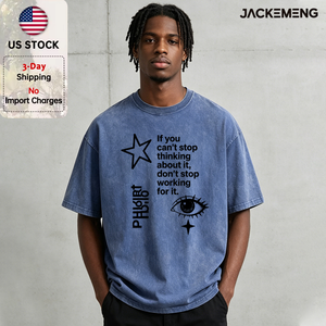 T-shirt Oversize Retrò Streetwear con Scritta 'If You Can't Stop Thinking About It', Maglietta Hip Hop a Maniche Corte, Disponibile all'Ingrosso dal Magazzino Locale USA - Product Image 1