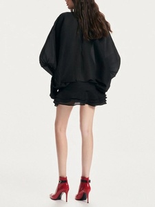 TWOTWINSTYLE da donna in tinta unita pizzo O collo a maniche lunghe a vita alta Mini abito Casual <span class=keywords><strong>con</strong></span> Logo frontale tinta in tinta unita - Product Image 5