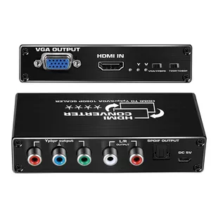 1080P HDMI To VGA Component Converter YPbPr/ RGB/ 5RCA Scaler Converter With Toslink SPDIF Audio Output