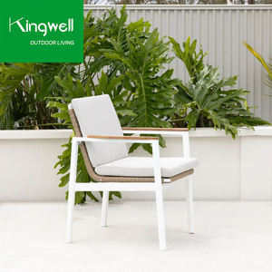 أطقم أثاث لتناول الطعام في الهواء الطلق للحدائق والشرفات، طقم طاولات فناء، طقم حديقة، طاولة وكراسي منسوجة بالحبال مع وسائد - Product Image 2