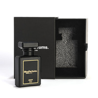 Boîtes de parfum d'emballage de luxe en papier cosmétique de bouteille magnétique noire de 30ml 50ml 100ml avec logo personnalisé