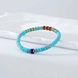 สร้อยแฟชั่นสำหรับทุกเพศสไตล์ไฮเอนด์ลูกปัดหลายเม็ดชุบทอง18K สีเทอร์ควอยซ์แท้สีเงิน S925 - Product Image 1