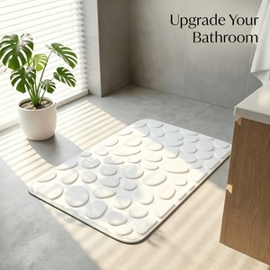 Tapis de bain Cangming en polaire corail, épais, absorbant, gaufré, couleur unie, moderne, simple, lavable à la main, pour salle de bain - Product Image 5