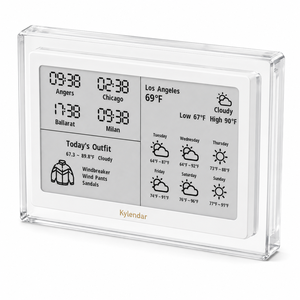 Kylendar Display Meteo E-Paper da 7,5 Pollici in Acrilico, Connettività Wi-Fi, Ora di Più Città, Previsioni Giornaliere, Notizie in Tempo Reale - Product Image 1