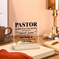 Plaque de table rectangulaire en acrylique gravée au laser toutes saisons - Cadeau de remerciement pour pasteur/leader d'église, à poser sur le bureau