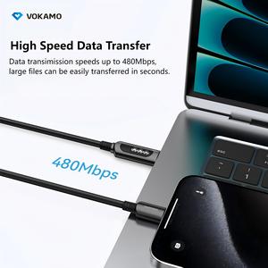 Câble de Charge Super Rapide USB C vers USB C 100W Cordon de Données en Nylon avec Affichage Led Câble Visible Type C Câble de Charge Rapide de Données Lumineuses - Product Image 3