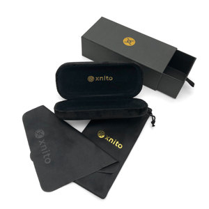 Fabricant de boîtes d'emballage personnalisées pour lunettes noires et brunes, étui rigide pour lunettes avec chiffon en microfibre, service de logo OEM - Product Image 1