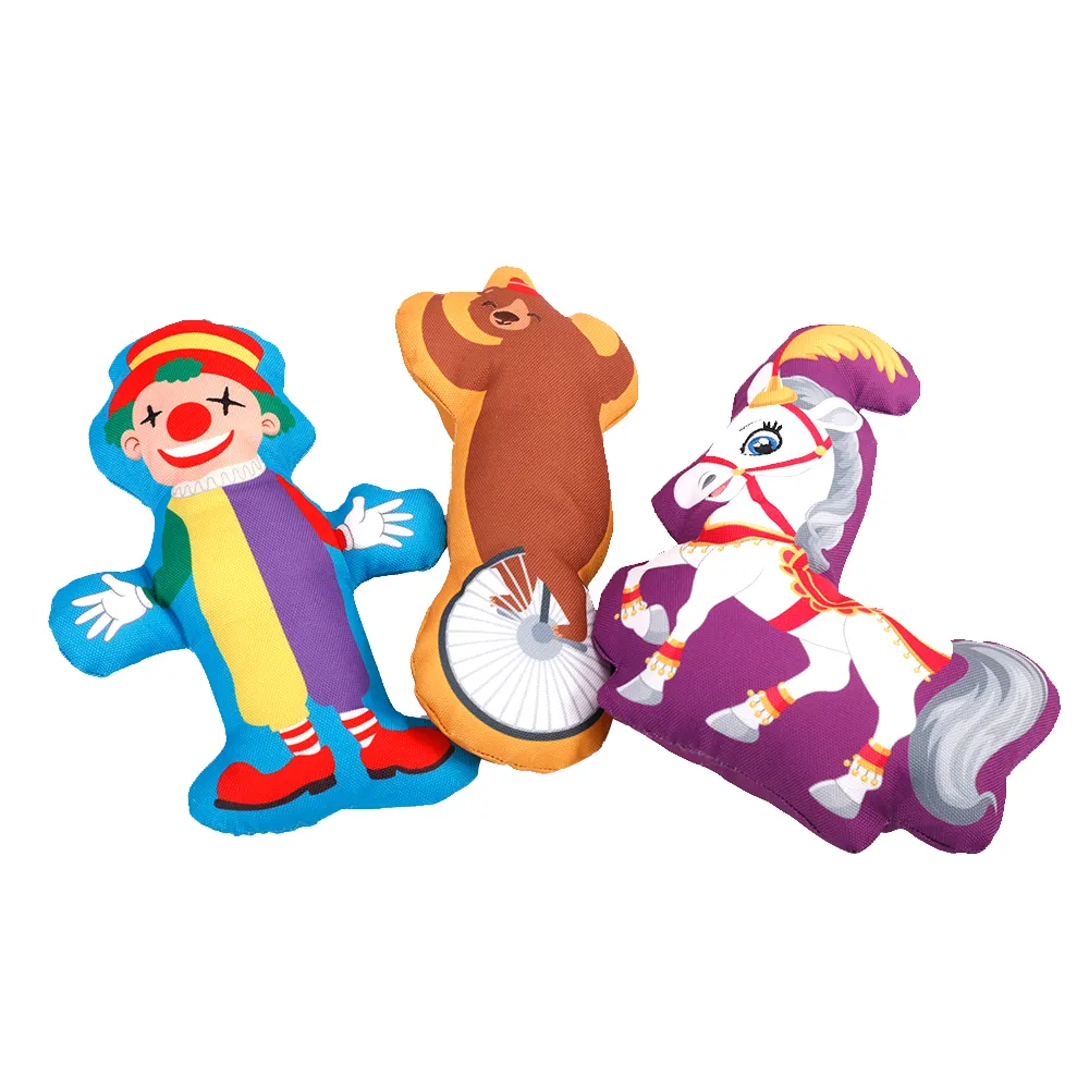 Circus Model Bite Resistant Interactive Chew Plush Durable 3 Pack Bulk Oxford Cloth Aggressive Chewer Dog Toy