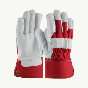 Fingertips Anti-Slip Durable Construction Safety <b>Gloves</b> Single Palm Canvas Back <b>Gloves</b> (<b>Red</b> & White) - Product Image 2