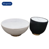Ensemble de table basse moderne pour café et thé, tailles grande/petite, finition métallique, plateau en travertin, facile à nettoyer, meubles de salon