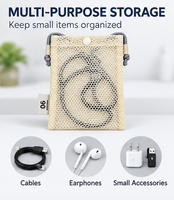 Pochette de rangement en maille personnalisée OEM avec cordon, mini pochette en maille à bandoulière pour téléphone portable et petits objets