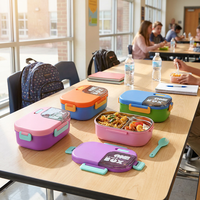 2026 Back-to-School 304 Edelstahl Bento-Lunchbox mit 2 Fächern, Auslaufsicher, mit Integriertem Besteckhalter für Kinder und Erwachsene