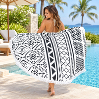 Serviette de plage ronde sans sable en microfibre, séchage rapide, ultra absorbante, surdimensionnée, pour pique-nique en plein air, camping
