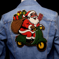 Badges à coudre personnalisés OEM d'usine avec sequins, écussons brodés en chenille avec logo personnalisé, patchs thermocollants de Noël, appliques pour vestes