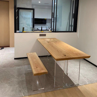 Meubles de salle à manger en noyer massif de haute qualité, modernes, écologiques, imperméables, table de cuisine avec base en fer pour restaurant