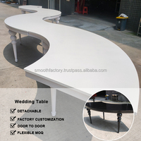 Table de réception ronde en verre blanc, best-seller, grande table de banquet en forme de S, pour les événements hôteliers