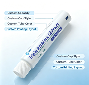 Tubo Spremibile Farmaceutico ABL Bianco Personalizzato, Tubo per Pomata <span class=keywords><strong>Antibiotica</strong></span> Tripla con Tappo a Vite Bianco Scanalato, Confezione Medicinali OEM - Product Image 3
