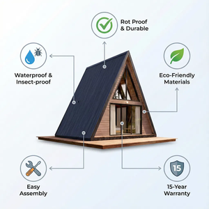 Casa de Juegos Triangular de Madera y Acero para Niños |   Casa de Jardín Moderna, Ecológica e Impermeable |   Casa Prefabricada de Fácil Montaje - Product Image 3