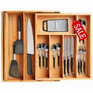Vente chaude Couverts Coffret En Bambou, Plateau À Couverts De Cuisine Organisateur De Tiroir De Cuisine En Bambou - Product Image 4