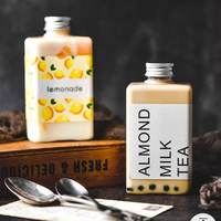 Échantillon Gratuit Bouteille Carrée Plate en Plastique PET 250ml 350ml pour Jus Frais et Whisky, Flacon de Poche