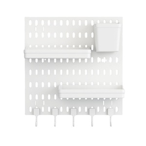 Estante de Almacenamiento Qinfeng con Panel Perforado, Plástico Blanco, Montaje en Pared, con Estantes y Ganchos para Organización de Cocina y Entrada - Product Image 1