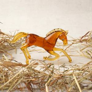 Figura de Caballo de Cristal Hecha a Mano, Cuerpo Color Ámbar Marrón, Patas Transparentes, Crin y Cola Fluidos, Escultura Animal, Decoración para el Hogar - Product Image 6
