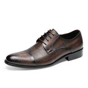 Chaussures habillées en cuir véritable pour hommes, confortables et tendance 2026, en cuir de vachette, colorées à la main, à lacets, pour affaires et occasions formelles - Product Image 3