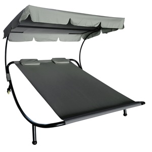 OEM letto salotto con CanopyModern per il tempo libero all'aperto <span class=keywords><strong>giardino</strong></span> Patio in metallo doppio sedile Relax sedia - Product Image 1
