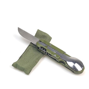 Xách Tay Thân Thiện Với Môi 5-Trong-1 Gấp Cắm Trại Đồ Dùng Dao Kéo Thiết Lập Có Thể Tháo Rời Thép Không Gỉ Gương Đánh Bóng Nhựa Xử Lý Trường Hợp - Product Image 4