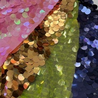Tissu en tulle brodé de sequins en maille de polyester élastique de 18 mm, motif écailles de poisson, design Dubaï, pour vêtements de mariée
