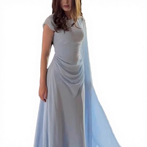 Vestido de Fiesta Formal para Mujer, con Tirantes Cruzados, Plisado, Corte en A, Simple, Transpirable, Mezcla de Algodón y Malla, Cuello Redondo, Diseño Sólido - Product Image 1