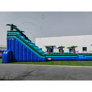 Toboggan aquatique gonflable commercial géant en forme de palmier <span class=keywords><strong>tropical</strong></span> avec piscine, parc aquatique gonflable à double piste pour l'été - Product Image 6