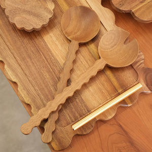 Natural House Serie festoneado Utensilios de cocina Tenedor y cuchara Mango largo Servidores de ensalada Set - Product Image 3