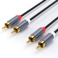 Câble audio 2RCA vers 2RCA avec connecteurs RCA plaqués or, câble en cuivre pur PVC, 0,5 m, 1 m, 2 m, 3 m, 5 m, longueur personnalisée