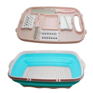 UJ-KT704 Juego de Utensilios de <span class=keywords><strong>Cocina</strong></span> de Plástico de 9 Piezas, <span class=keywords><strong>Popular</strong></span>, con Tabla de Cortar, Colador Plegable, Cuchillo y Rallador - Product Image 1