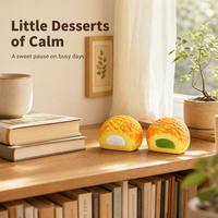 Lot de 4 balles anti-stress en forme de pâtisserie, croquelin réaliste, doux et compressible, en forme de chouette en crème, pour bureau