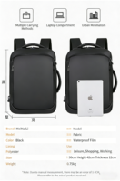 Sac à dos professionnel pour ordinateur portable en nylon 15,6 pouces réutilisable avec port de chargement USB pour les déplacements mondiaux