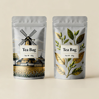 Sachets de thé en aluminium avec fermeture éclair personnalisée, vente en gros, pochettes plates, emballage individuel pour sachets de thé, pochettes de rangement réutilisables pour le thé