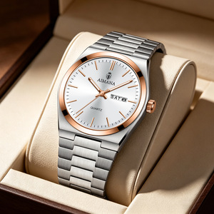 Orologio al Quarzo di Lusso da Uomo 40.5mm Cassa in Lega Cinturino in Acciaio Inossidabile Impermeabile 30M per Affari Regalo Premium - Product Image 5