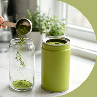 Vente en gros de boîtes métalliques classiques pour aliments et poudre de café, 50g 100g, avec couvercle à vis, boîte en aluminium pour matcha