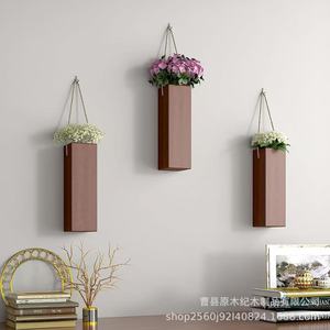 Wooden Dried Flower Vase Rack <b>Wall</b> <b>Mounted</b> Rectangle Solid Wood Display <b>Shelf</b> For Home Decoration - Product Image 5