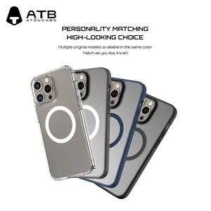 ATB selubung telepon seluler Matte transparan, Magnet isi daya nirkabel, selubung telepon seluler akrilik untuk iPhone 16 15 14 13 12