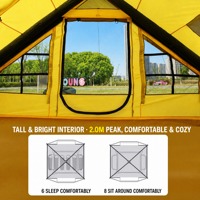 Tente de camping gonflable 6-8 personnes, colonne d'air de 12 cm, imperméable, tente familiale extérieure en Oxford 300D avec pompe