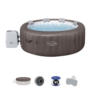 Novedad 2025 Bestway 6001S para Exterior 196x71cm 3-4 Personas Jacuzzi Spa Hinchable Redondo de PVC con Rociador de Ahorro Energético Dominican - Product Image 2