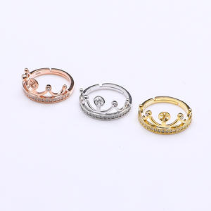 Wenchi, Accesorio de Plata S925 para DIY, Anillo de Corona Ajustable de 3 Colores, Soporte Hueco para Perlas de 6-9 mm, 10 Anillos de Salto, Fornituras de Joyería, Tamaños 3 mm - Product Image 1