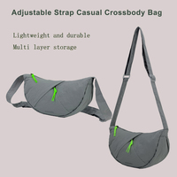 Sac bandoulière croissant léger en nylon imperméable grande capacité pour femme, personnalisable OEM/ODM, avec fermeture éclair et sangle réglable