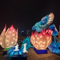 2025 Festival Wasserdichte Seiden-LED-Blumenlaterne Traditionelle Landschafts-LED für Weihnachten und Gemeinschaftsshows